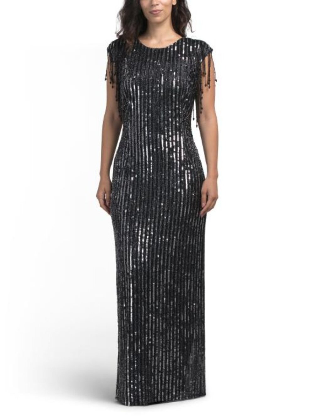 MAC DUGGAL Short Sleeve Beaded Sequin Gown - Picture 5 of 5